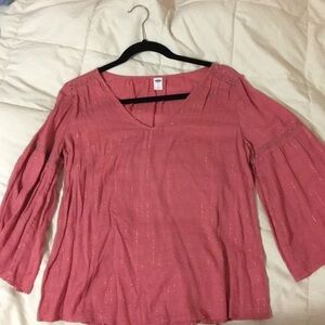 pink glitter peasant top